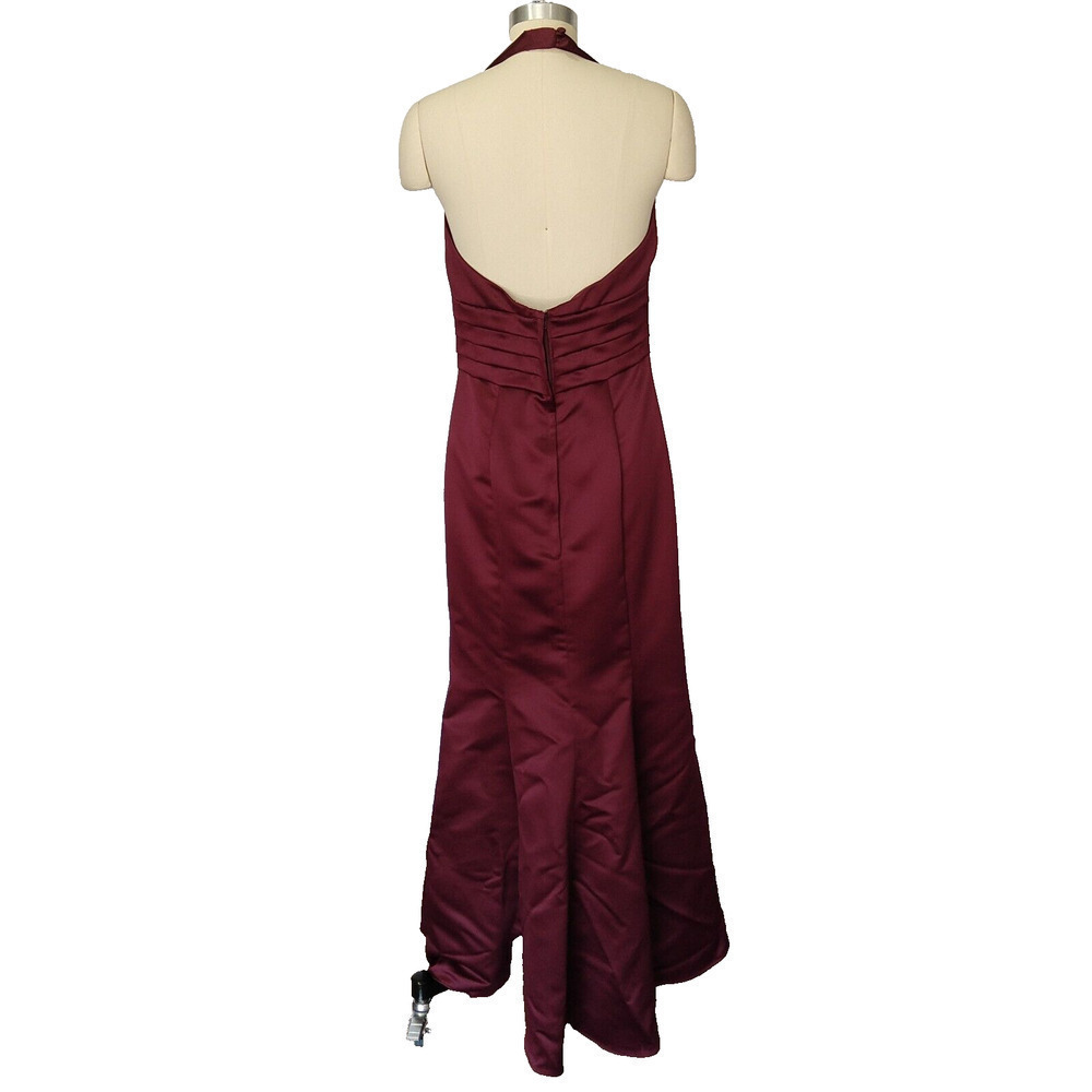 Jessica McClintock Vintage Y2K Prom Dress Size 10 Burgudy Halter Satin Fairy - Picture 8 of 11